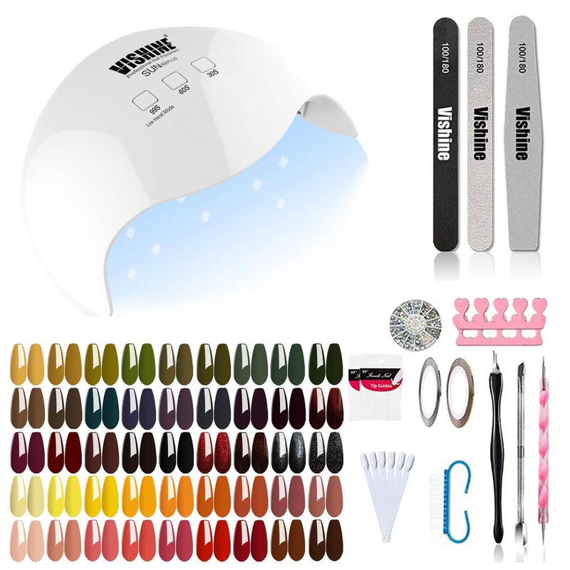 Vishine 48PCS Gel Nail Polish Kit with UV Light include 45 Colors Gel Polish Nail Kit Soak Off Base Coat No Wipe Top Coat Matte Top Coat Nail Polish Set Manicure Tools Nail Lamp Nail Gel Kit for Women - Image 2
