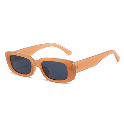 BUTABY Rectangle Sunglasses for Women Retro Driving Glasses 90’s Vintage Fashion Narrow Square Frame UV400 Protection Beige - Image 1