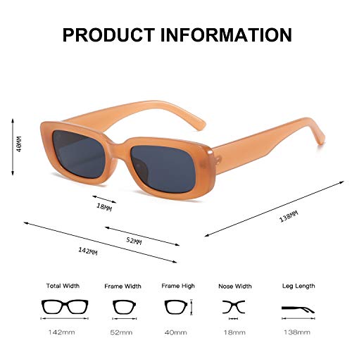 BUTABY Rectangle Sunglasses for Women Retro Driving Glasses 90’s Vintage Fashion Narrow Square Frame UV400 Protection Beige - Image 5