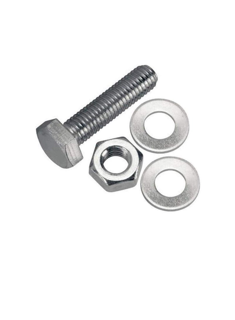 12 pcs Hex Head Screw Bolts Nuts & Washers Fully Thread GI Plain Finish Bolt Set. (12, 20MM) - Image 1