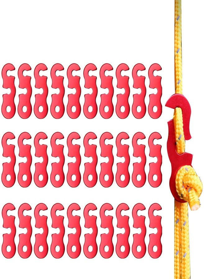 LUYADIN 30Pcs Guyline Tensioner Aluminum Alloy Guy Line Cord Adjusters Tent Rope Tensioners Paracord Tensioner for Outdoor Tent Camping Hiking Accessories (Red) - Image 1