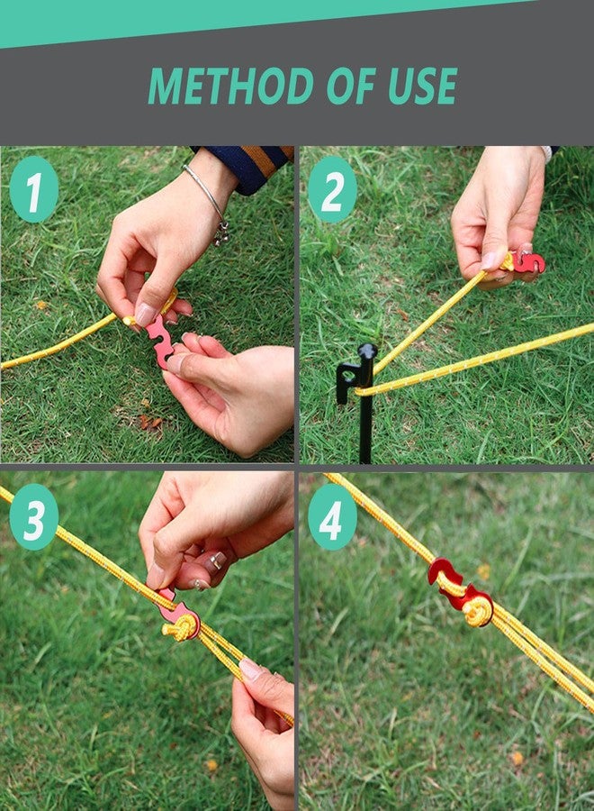LUYADIN 30Pcs Guyline Tensioner Aluminum Alloy Guy Line Cord Adjusters Tent Rope Tensioners Paracord Tensioner for Outdoor Tent Camping Hiking Accessories (Red) - Image 4
