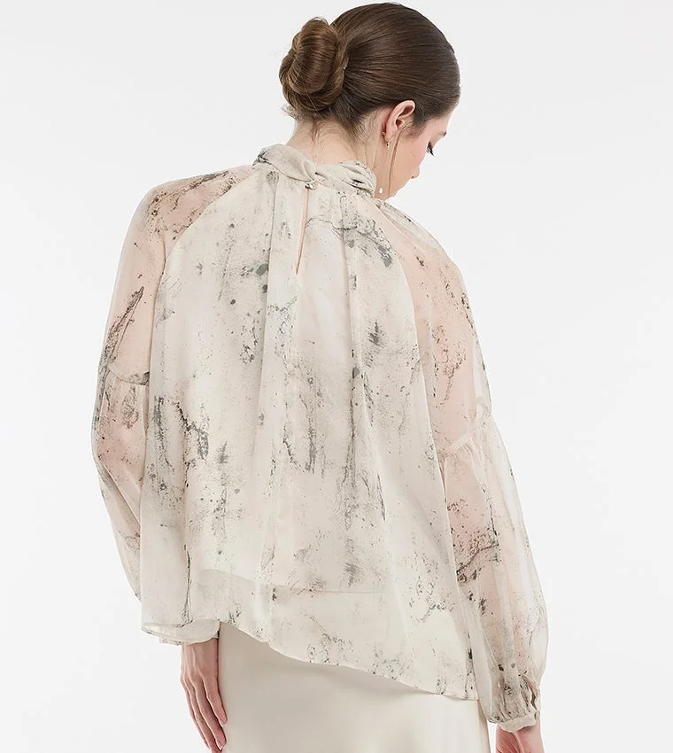 بي سي بي جي BCBG Silk Blended Printed Blouse