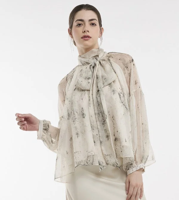 بي سي بي جي BCBG Silk Blended Printed Blouse