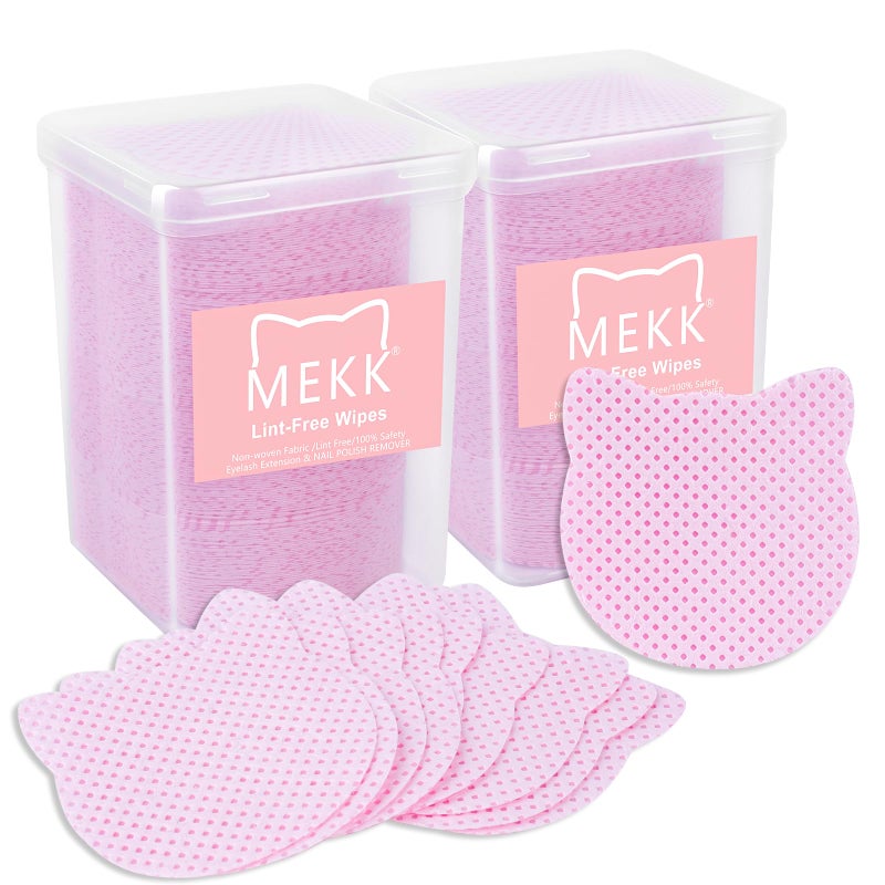 MEKK Lint Free Nail Wipes400PCS Cat Shape Nail Polish Remover WipesSuper Absorbent Soft NonWoven Fabric Lash Glue WipesCleaning Pad Cloth for Lash Extension  Nail Polish BottlePINK