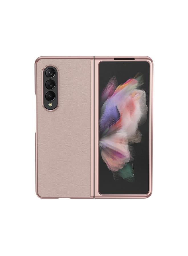 S-TOP Case For Samsung Galaxy Z Fold3 Electroplating Plain Leather Folding Phone Case - Image 1