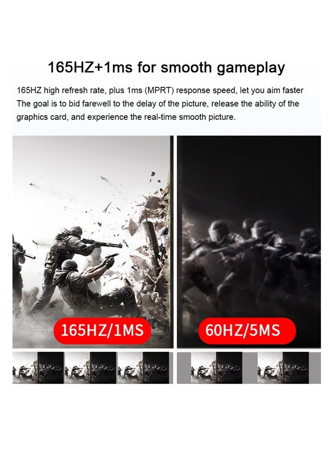 Glanfen - 27 inch IPS Gaming Monitor 165Hz with QHD(2560×1440) Flat Screen Display,1ms, Colorful LED Backlit, 2 HDMI 2 DP 1 Earphone Ports with 5-Way Stick Power/Menu Button - Image 1