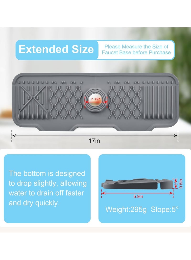 Raxoom Silicone Faucet Mat, Kitchen Sink Splash Guard, 5°slope Anti-Slip Silicone Faucet Handle Drip Catcher Tray, Kitchen Accessories Sink Mat - Image 3