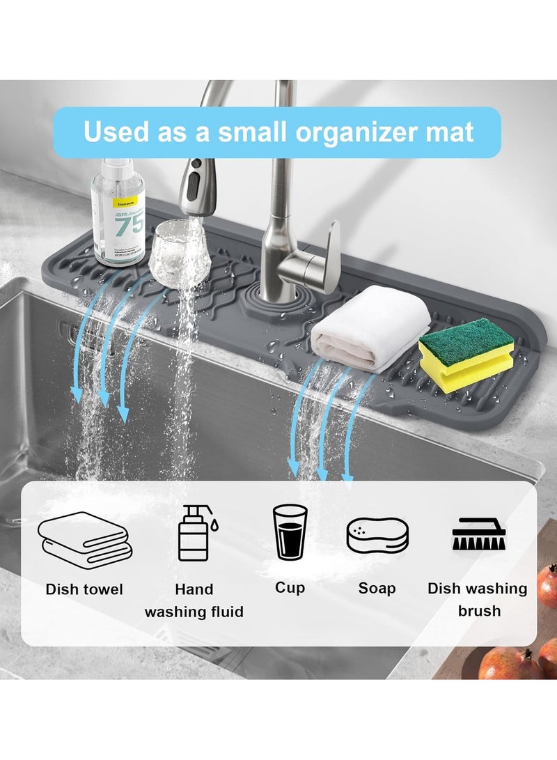 Raxoom Silicone Faucet Mat, Kitchen Sink Splash Guard, 5°slope Anti-Slip Silicone Faucet Handle Drip Catcher Tray, Kitchen Accessories Sink Mat - Image 4