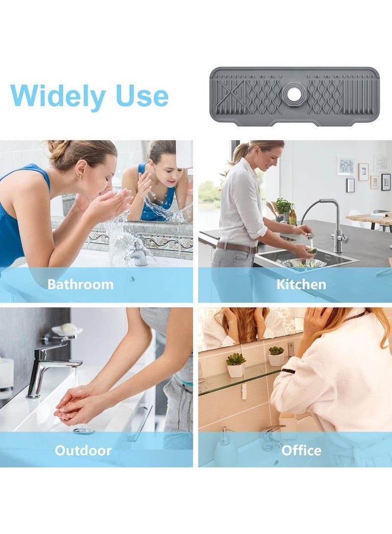 Raxoom Silicone Faucet Mat, Kitchen Sink Splash Guard, 5°slope Anti-Slip Silicone Faucet Handle Drip Catcher Tray, Kitchen Accessories Sink Mat - Image 5