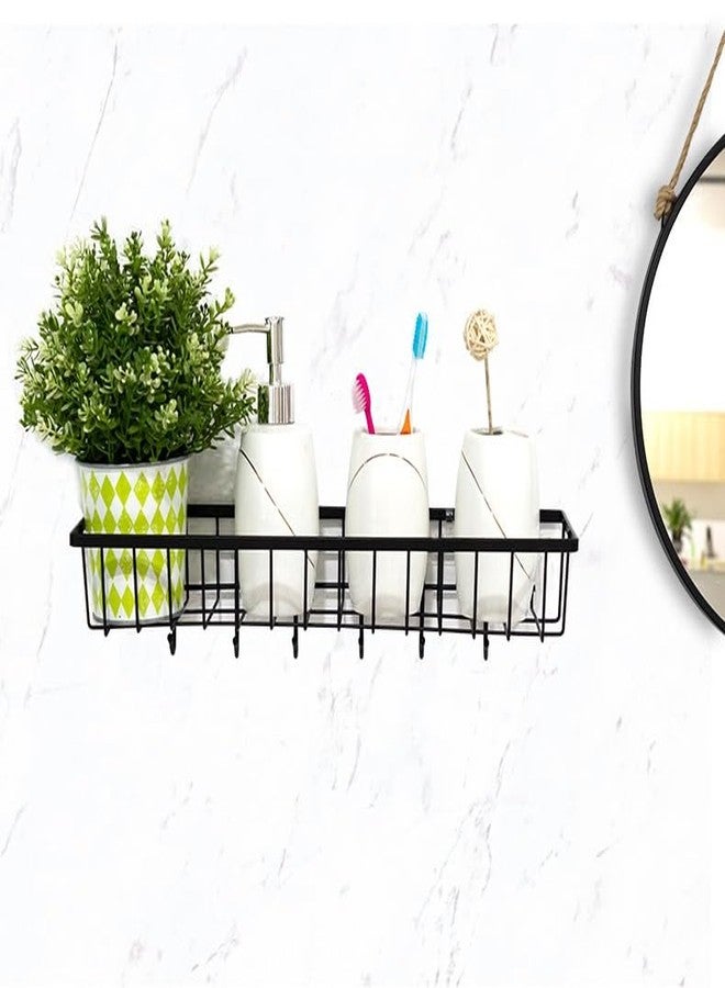 Dayish Kitchen Wall-Mount Seasoning Organizer Rack with 6 Hook Spoon Holder Multipurpose Bathroom Organizer Rack Shelf Adhesive Storage Holder for Kitchen Cabinet Pantry Bathroom Office - Image 5