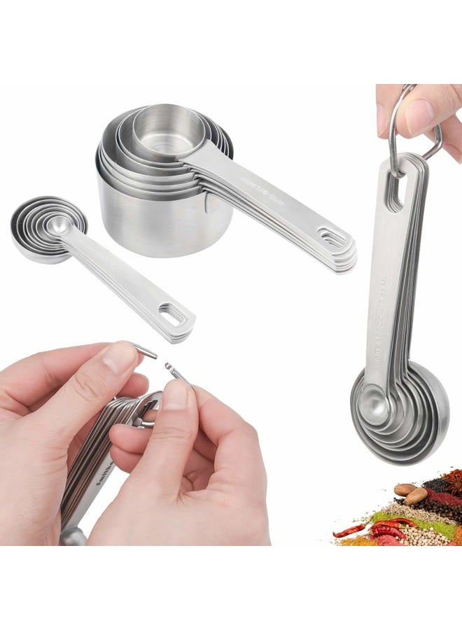 Hotsyang Stainless Steel Measuring Cups and Spoons Set for Kitchen Baking Tools: Stainless Steel Measuring Cups of 8, Spoons of 9, 1 Leveler, 1 Measurement Conversion Chart, 18/8(304) - Image 4