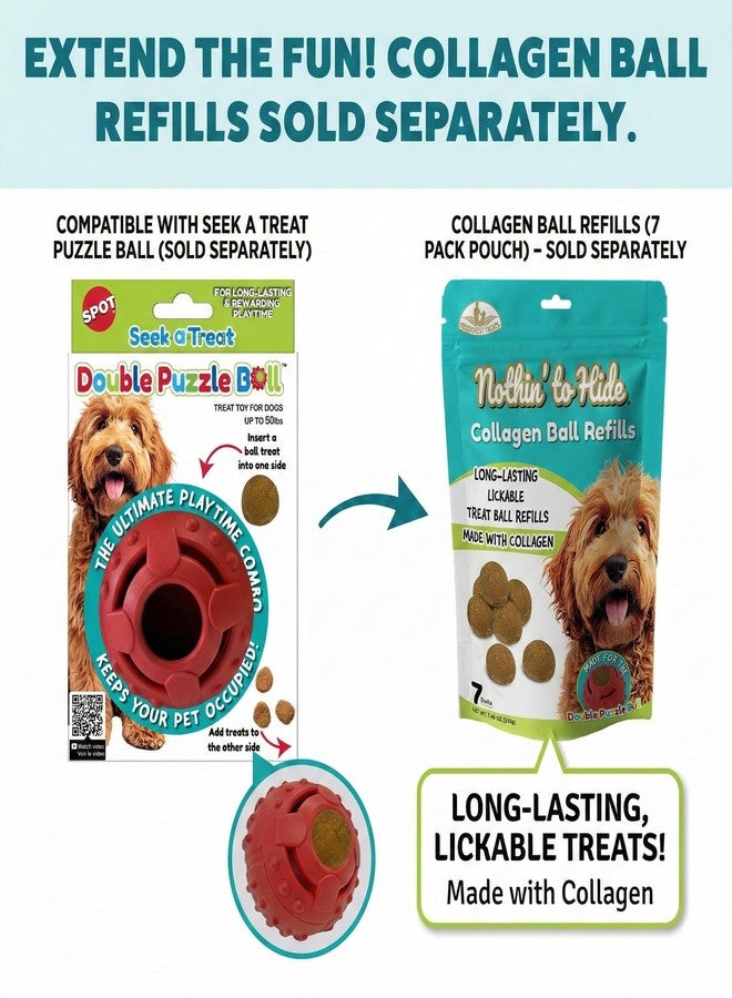 SPOT Seek-A-Treat Double Puzzle Ball Dog Toy, 3.25 in Durable Rubber Treat Dispenser with Dual Openings for Mental Stimulation & Long-Lasting Play, for Dogs up to 50 lbs - Image 2