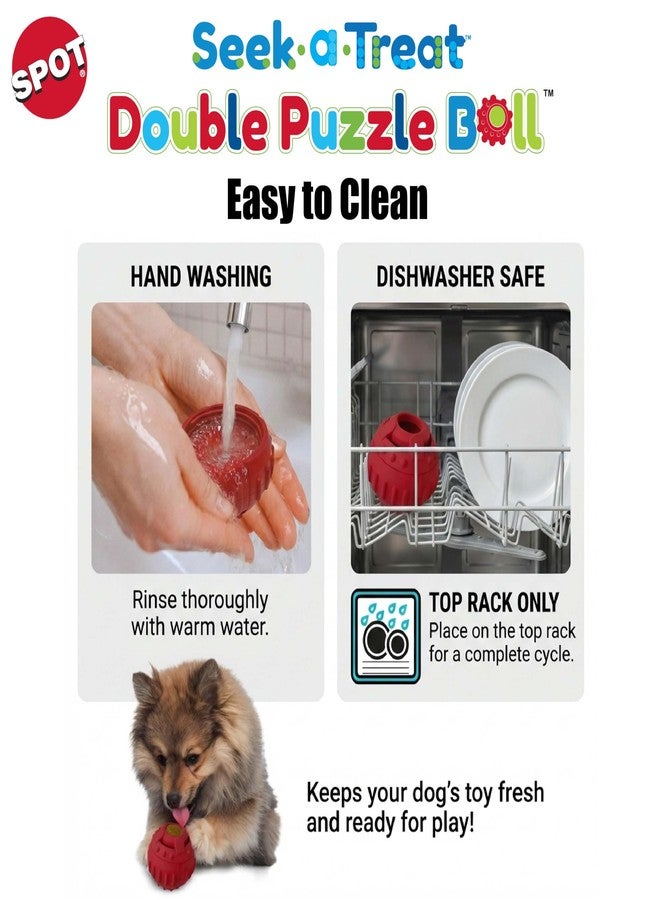 SPOT Seek-A-Treat Double Puzzle Ball Dog Toy, 3.25 in Durable Rubber Treat Dispenser with Dual Openings for Mental Stimulation & Long-Lasting Play, for Dogs up to 50 lbs - Image 4