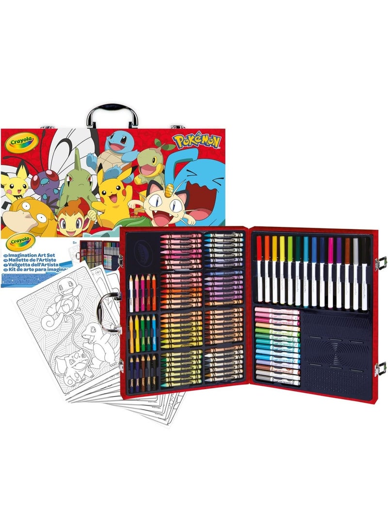 Crayola Pokemon Creative Art Set Case | 56 Wax Crayons, 15 Mini Pencils, 28 Washable Felt-Tip Pens, and 15 Coloring Pages | Portable and Suitable for Home, School, or Holidays | Ideal Gift for Kids Ages 5+ - Image 1