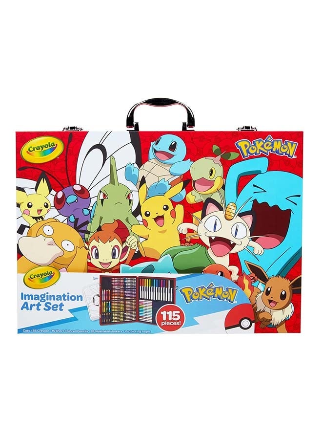 Crayola Pokemon Creative Art Set Case | 56 Wax Crayons, 15 Mini Pencils, 28 Washable Felt-Tip Pens, and 15 Coloring Pages | Portable and Suitable for Home, School, or Holidays | Ideal Gift for Kids Ages 5+ - Image 2