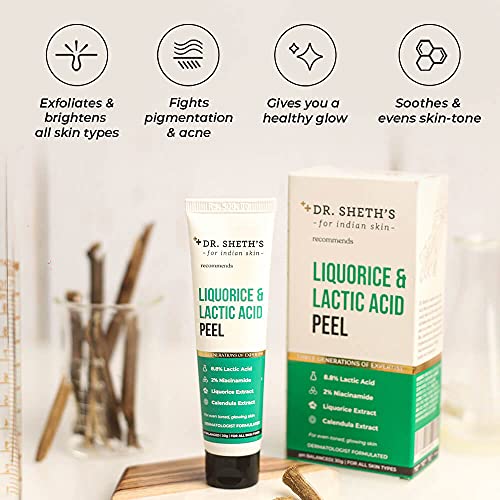 Dr. Sheth's Liquorice & 8.8% Lactic Acid (AHA) Chemical Peel For Even-Toned, Glowing Skin With 2% Niacinamide, Calendula Extract, AHA Peeling Solution For Face, Chemical Exfoliator For Unisex, 30g - Image 2