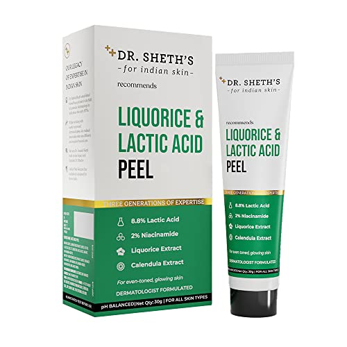 Dr. Sheth's Liquorice & 8.8% Lactic Acid (AHA) Chemical Peel For Even-Toned, Glowing Skin With 2% Niacinamide, Calendula Extract, AHA Peeling Solution For Face, Chemical Exfoliator For Unisex, 30g - Image 1