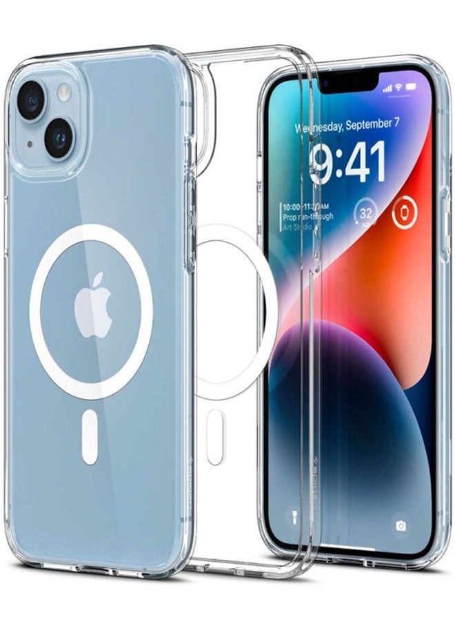 سبايجن جراب Magsafe لهاتف iPhone 14 Plus/15 Plus، جراب ماج سيف شفاف مع دعم الشحن اللاسلكي المغناطيسي، حماية ضد الصدمات، مقاوم للخدش لهاتف iPhone 14 Plus/15 Plus - شفاف  - Image 3