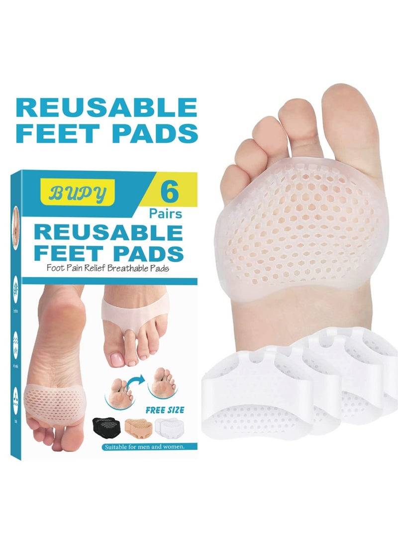 BUPY Metatarsal Pads 6 Pack Ball of Foot Cushions for Women and Men Soft Gel Foot Pads Pain Relief Forefoot Pad - Fits Most Shoes - Image 1