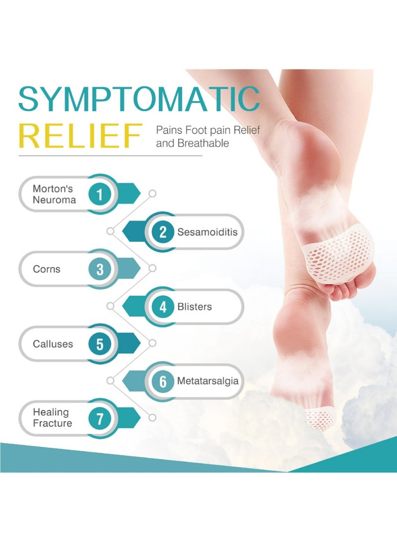BUPY Metatarsal Pads 6 Pack Ball of Foot Cushions for Women and Men Soft Gel Foot Pads Pain Relief Forefoot Pad - Fits Most Shoes - Image 2
