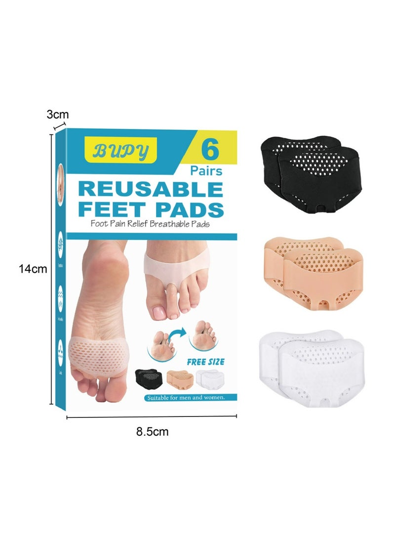 BUPY Metatarsal Pads 6 Pack Ball of Foot Cushions for Women and Men Soft Gel Foot Pads Pain Relief Forefoot Pad - Fits Most Shoes - Image 5