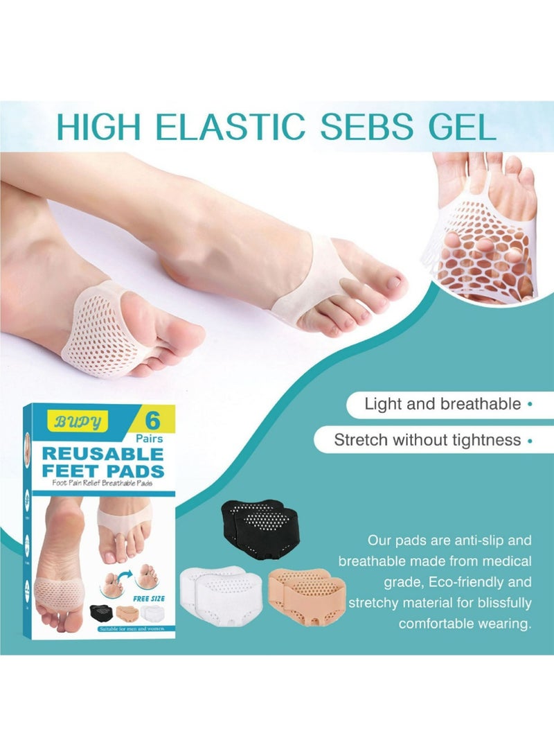 BUPY Metatarsal Pads 6 Pack Ball of Foot Cushions for Women and Men Soft Gel Foot Pads Pain Relief Forefoot Pad - Fits Most Shoes - Image 3
