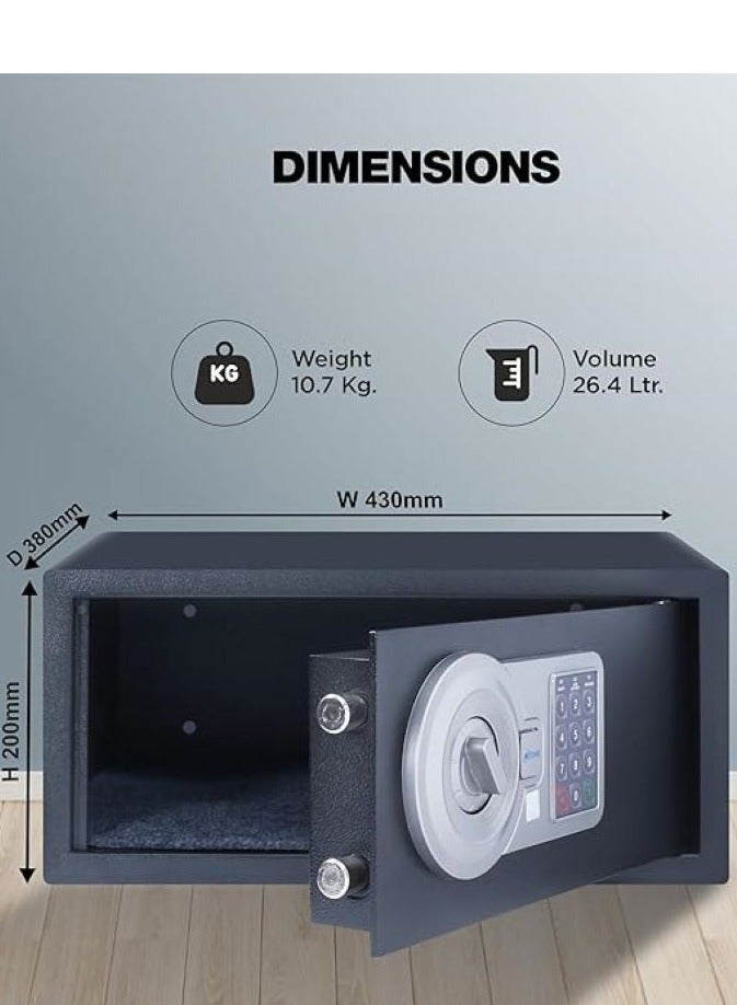 أوزون عقيق أسود خزنة للكمبيوتر المحمول سعة 26.4 لتر | خزانة رقمية إلكترونية آمنة للمنزل | مكتب مع رمز التعريف الشخصي للمستخدم | بواسطة الأوزون الهند - Image 5