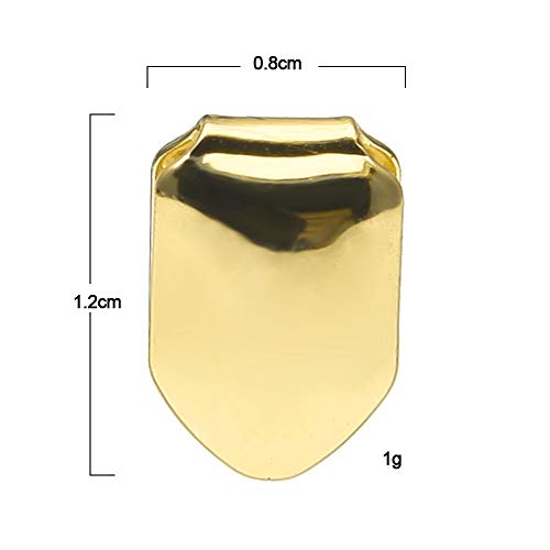 TCOTBE 2 قطع 14K مطلي ذهب جريلز أسنان الفم، أسنان هيب هوب عادية، غطاء جريل للأسنان العلوية، ملحقات حفلات جريلز الأسنان (اللون: ذهب) - Image 3