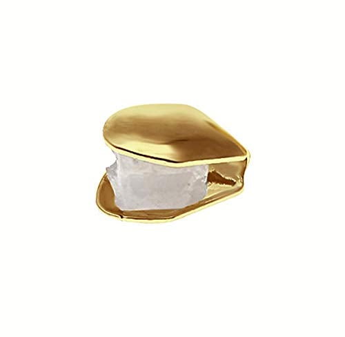 TCOTBE 2 قطع 14K مطلي ذهب جريلز أسنان الفم، أسنان هيب هوب عادية، غطاء جريل للأسنان العلوية، ملحقات حفلات جريلز الأسنان (اللون: ذهب) - Image 4