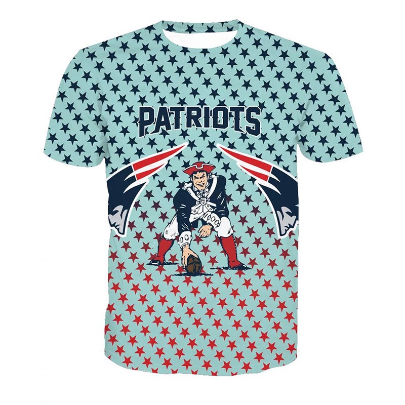 Men's Fashion Casual T-shirt Digital Printing Rugby Round Neck Short Sleeve - Image 1
