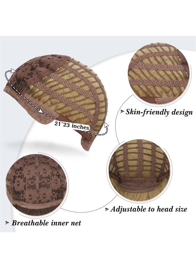 BARSDAR Short Wavy Wig With Bangs, Short Bob Blonde Wig for Women Pastel Wavy Synthetic Shoulder Length Cosplay Party Wigs With Free Wig Cap For Women Girls Daily Use Colorful Wigs(14'', Ombre Blonde) - Image 5