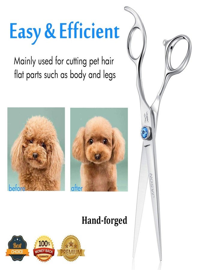 JASON 7" Straight Dog Grooming Scissors, Ergonomic Pets Grooming Shears, Premium Cats Trimming Kit with Offset Handle and Jewelled Screw, Sharp, Comfortable Christmas Gift - Image 3