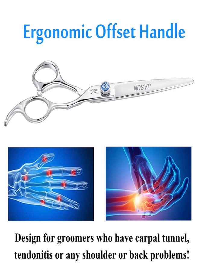 JASON 7" Straight Dog Grooming Scissors, Ergonomic Pets Grooming Shears, Premium Cats Trimming Kit with Offset Handle and Jewelled Screw, Sharp, Comfortable Christmas Gift - Image 5