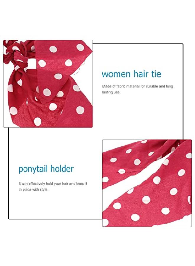 Leorx 3Pcs Polka Dot Hair Scrunchies Vintage Chiffon Hair Scarf Ties Stylish Bow Ponytail Holders For Women - Image 4