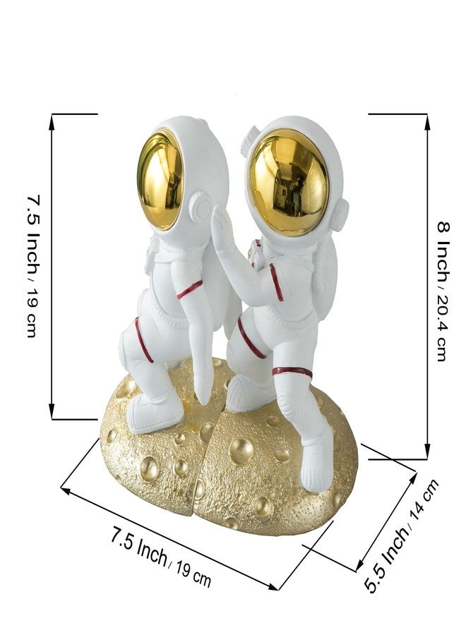 Banllis Space Theme Bookends for Shelves, Astronaut Moon Book Ends for Kids Room, Decorative Planet Book Stoppers to Hold Books Heavy Duty, Unique Boys and Girls Gift (Gold) - Image 2