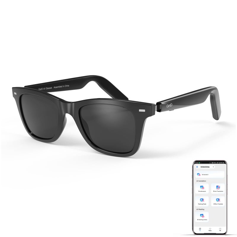 GetD 2026 AI Glasses for Men & Women, Smart Glasses Powered by ChatGPT, AI Real-time Translation with 145 Languages, 11H Music Play, Bluetooth Sunglasses with Polarized Lens, UV Protection for Travel - Image 1