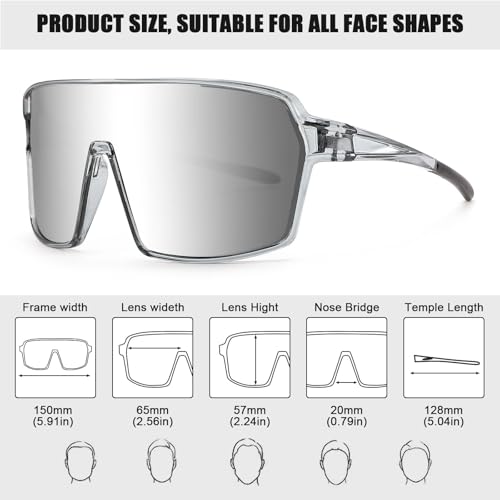 Karsaer Sports Non-Polarized Sunglasses,Baseball Non-Polarized Sunglasses Softball Cycling Glasses for Women Men E1206, Grey - Image 4