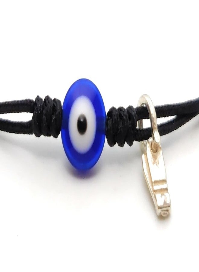 Jewel string Evil eye with silver chaku and adjustable black cord bracelet nazariya avoid negative energy for girls boys men and women (size 5 inch to 7.5inch wrist) bracelet - Image 2