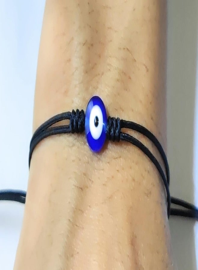 Jewel string Evil eye with silver chaku and adjustable black cord bracelet nazariya avoid negative energy for girls boys men and women (size 5 inch to 7.5inch wrist) bracelet - Image 3