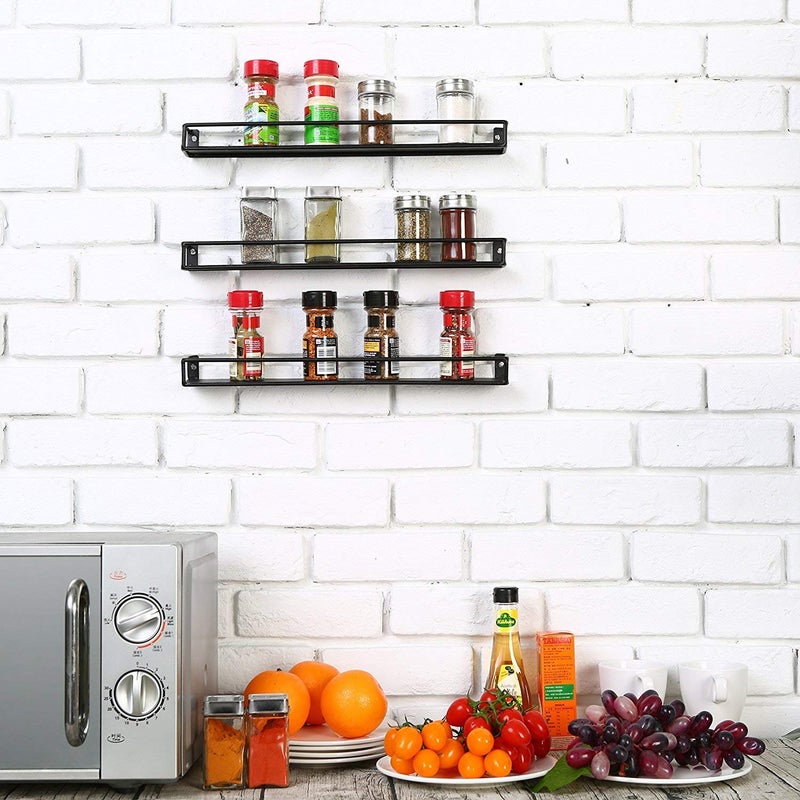 Generic Indian Decor Black Metal Wall Mounted Nail Polish and Essential Oils Display Shelves Set of 3  - Image 2