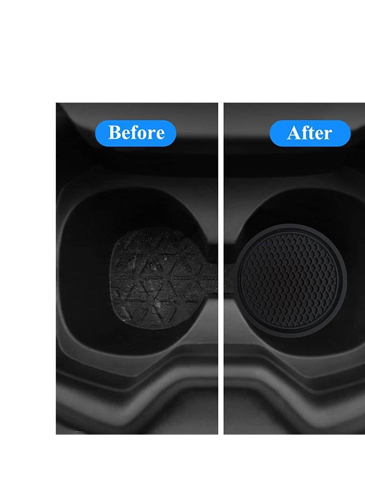 2 Pcs Car Cup Holder Coaster, Non-Slip Cup Holders Embedded in Ornaments Coaster, Car Interior Accessories, Black - Image 5
