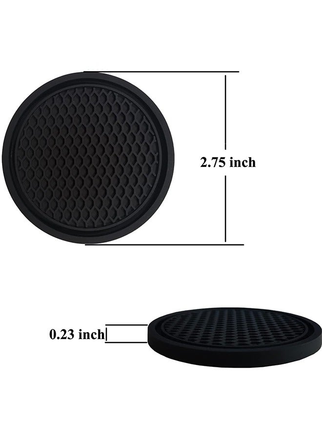 2 Pcs Car Cup Holder Coaster, Non-Slip Cup Holders Embedded in Ornaments Coaster, Car Interior Accessories, Black - Image 2