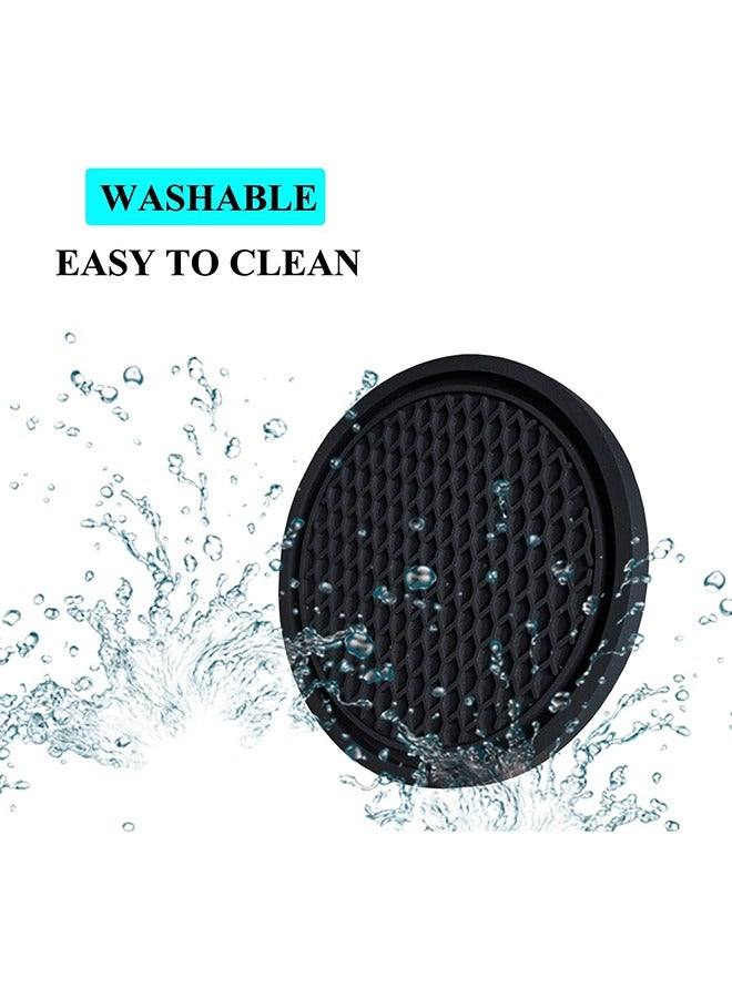 2 Pcs Car Cup Holder Coaster, Non-Slip Cup Holders Embedded in Ornaments Coaster, Car Interior Accessories, Black - Image 4