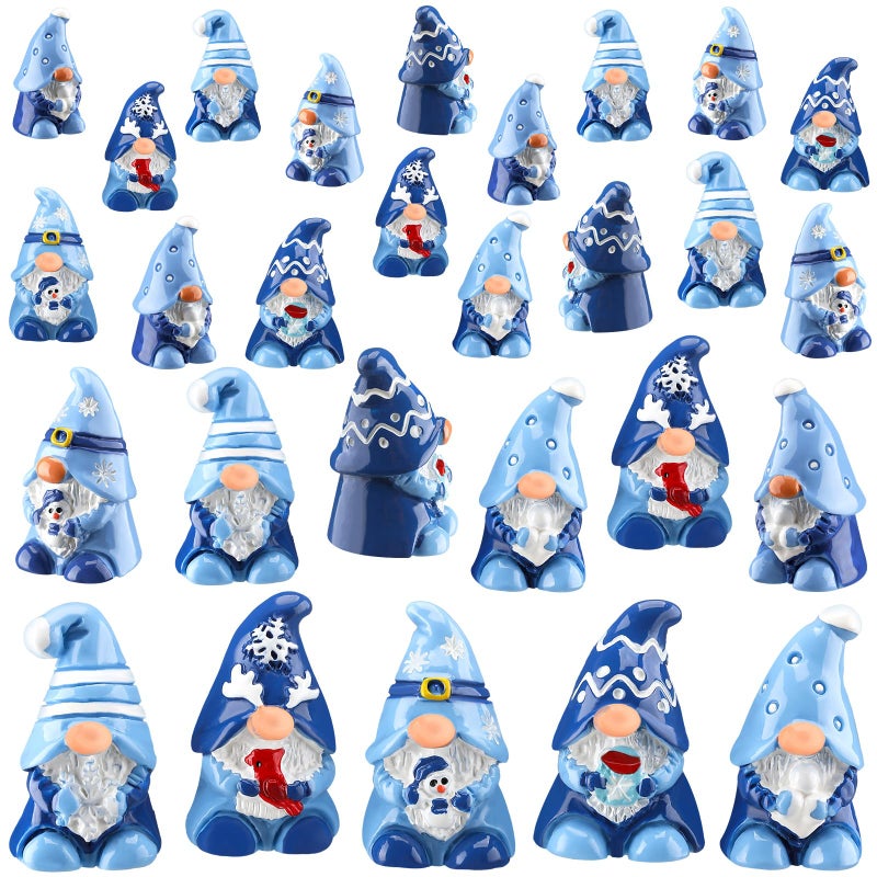 Quzzil 80 Pcs Winter Mini Resin Gnomes Winter Snowflake Miniature Gnomes Figurines Tiny Resin Statues Snowman Table Centerpieces for Patio Garden Ornament to Hide - Image 1