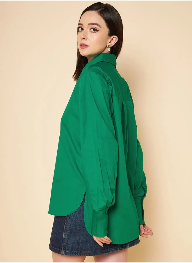 HIGH STAR Oversized High Low Hem Shirt with Long Sleeves by Styli