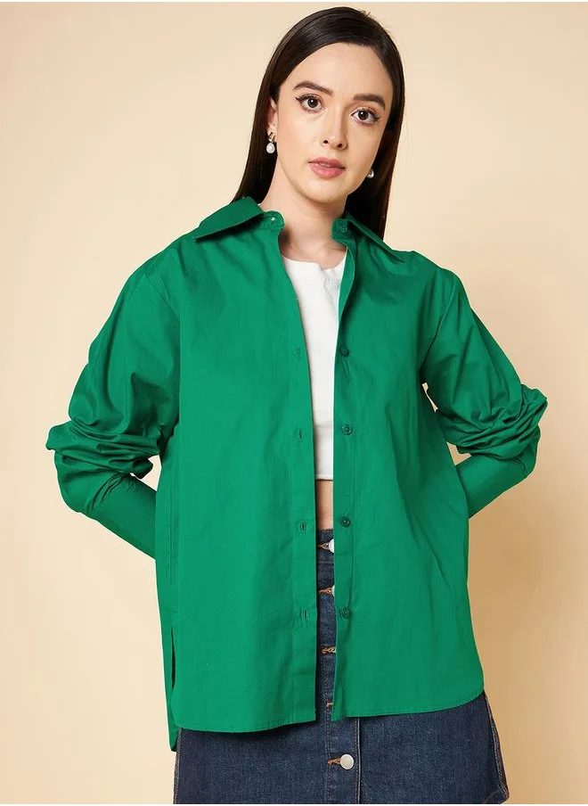 HIGH STAR Oversized High Low Hem Shirt with Long Sleeves by Styli