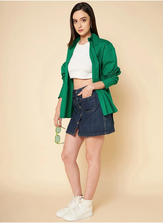 HIGH STAR Oversized High Low Hem Shirt with Long Sleeves by Styli