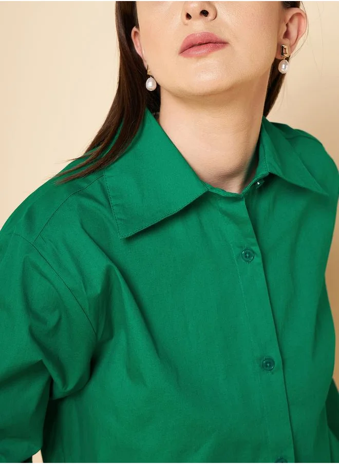 HIGH STAR Oversized High Low Hem Shirt with Long Sleeves by Styli