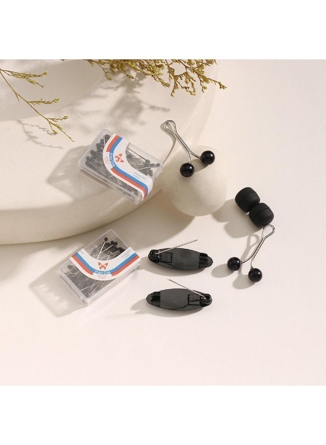 JAYATO Headscarf Pin Set, available in black and white colors. Pearl head safety pins are suitable for scarves and shawls. Non-breakable magnetic style headscarf clips, specially designed for women. - Image 5